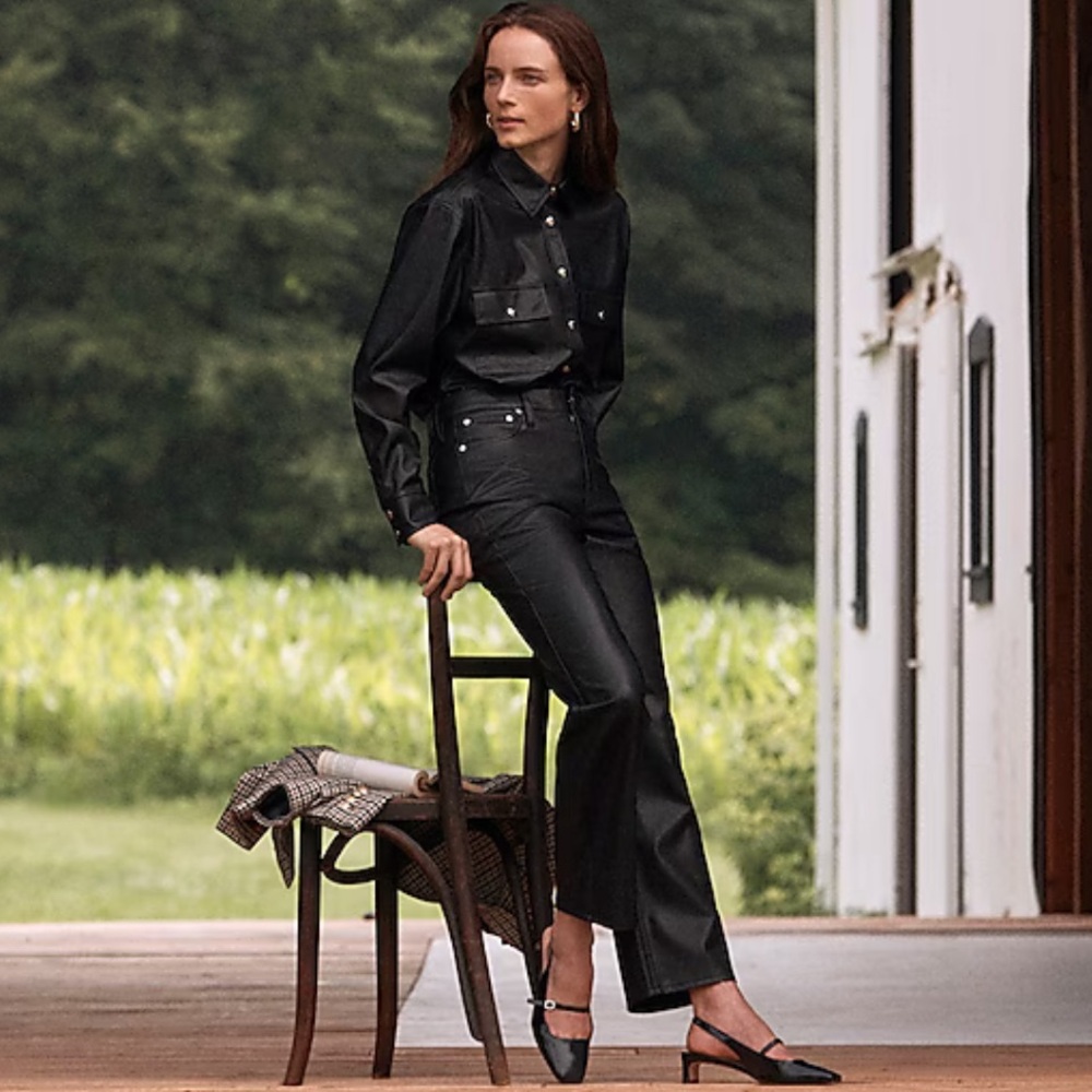J.Crew Slim wide-leg pant in faux leather - Picture 3 of 15